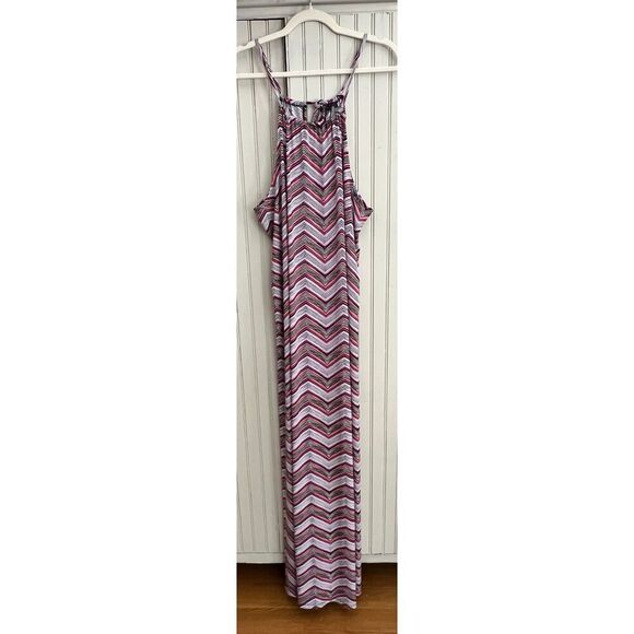 Trina Turk Milian 2 Chevron Striped Sleeveless Maxi Dress Size Large - Picture 3 of 7